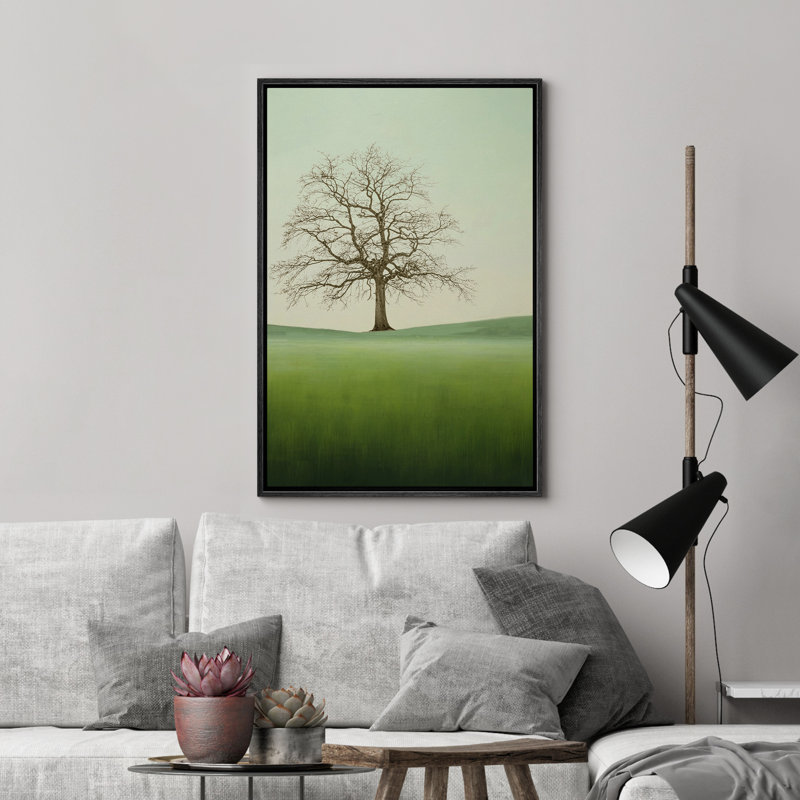 Arbre vert au pays Élégantes illustrations monochromes décor minimaliste moderne, Noir, H 24 po x l 16 po