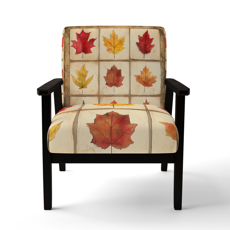 Chaise d'appoint Leaves - Autumn Leaves Collage, Black Square Arms
