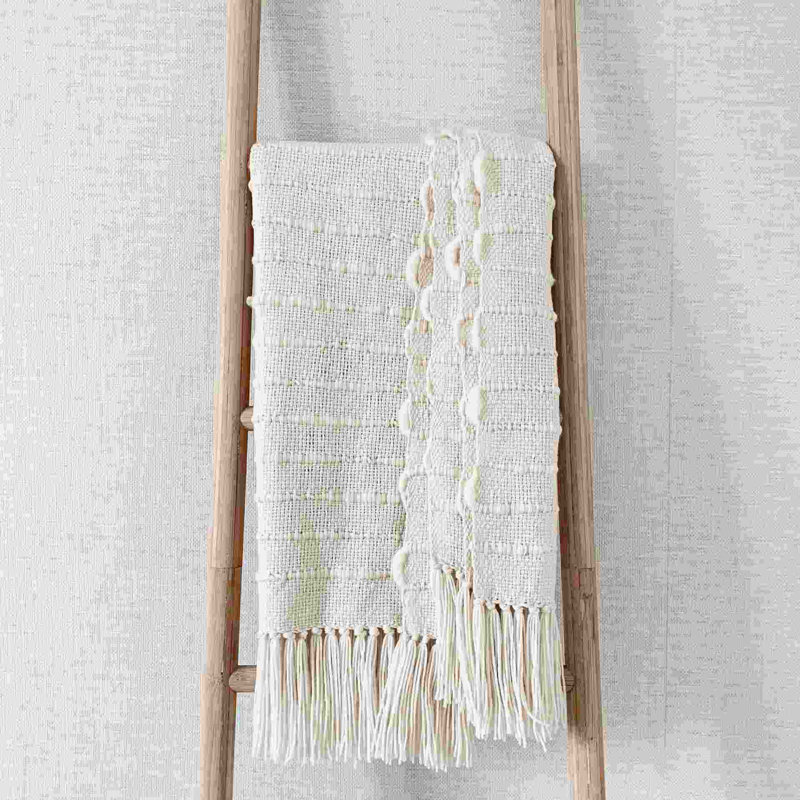 Pampa Hand Woven Throw Blanket, Ivory/Off White