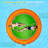 12 FT Round Floating Ring Inflatable Water Hammock with Soft Ladder, Heavy Duty Lake Raft for Pool and Lake, Inflatable Raft Fits Multiple People for Summer Party, Orange+Green