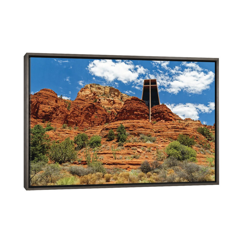 Chapelle de la Sainte-Croix, Sedona, Arizona_1PC6, H 40 po x l 60 po, Cadre flottant en bois foncé foncé