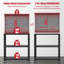 Établi en métal robuste avec panneau perforé et accessoires de suspension, table de travail de garage à 4 niveaux avec tablette de rangement, établi robuste pour atelier, bricolage, garage à domicile
