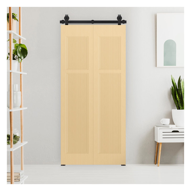 Black 38-3/16" Track Sliding Barn Door Hardware Kit