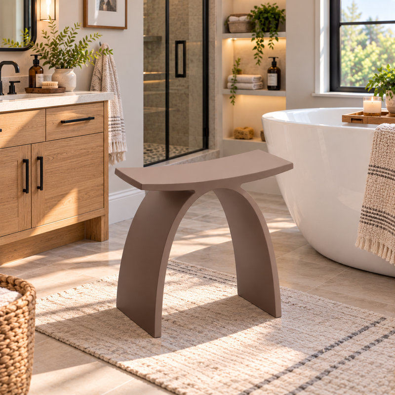Tabouret de salle de bain autoportant à surface solide de 14 pouces KAKUSIGA
