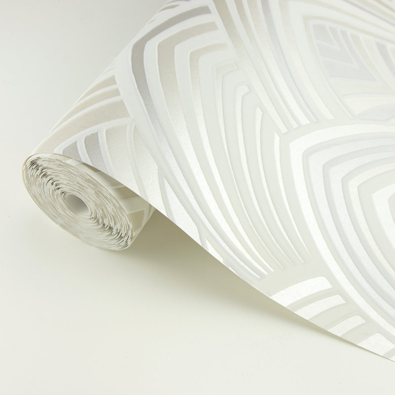 Rouleau de papier peint L 33 pi x l 20,5 po Muller Art Deco Leaves, Blanc