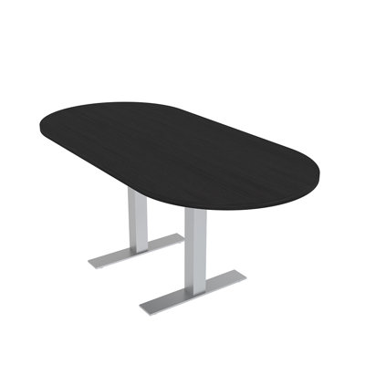 Racetrack Shaped Conference Table with Metal T Base