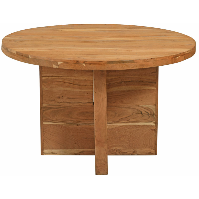 Table de salle à manger ronde en bois massif, Naturel, L 48 po x L 48 po
