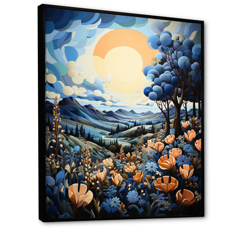 Bluebonnets Flower Blissful V - imprimé, H 20 po x l 12 po x P 1 po, Cadre flottant noir