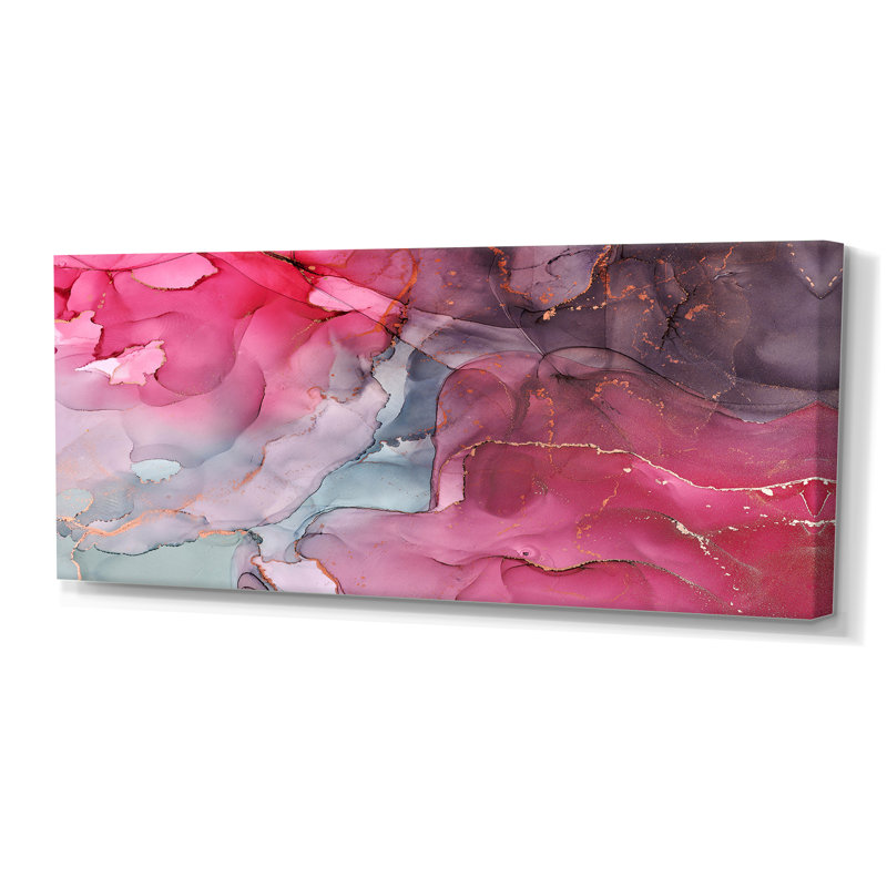 Art liquide rouge et vert - peinture sur toile, H 28 po x l 60 po, Toile tendue