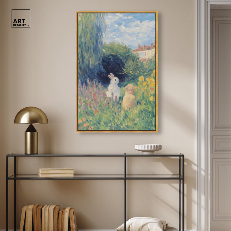 Décoration murale nature Quiet Gardeners par , H 37 po x l 25 po, Cadre flottant doré