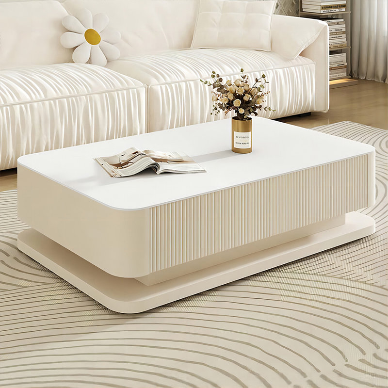 Table basse rectangulaire en bois manufacturé blanc