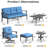 7 Piece Aluminum Patio Conversation Set, Outdoor Metal Furniture With 3-Seat Sofa, Rocking Swivel Chairs, Ottomans & Coffee Side Table, 5" Thickened Cushions For Backyard, Poolside-1310762889-1310762888