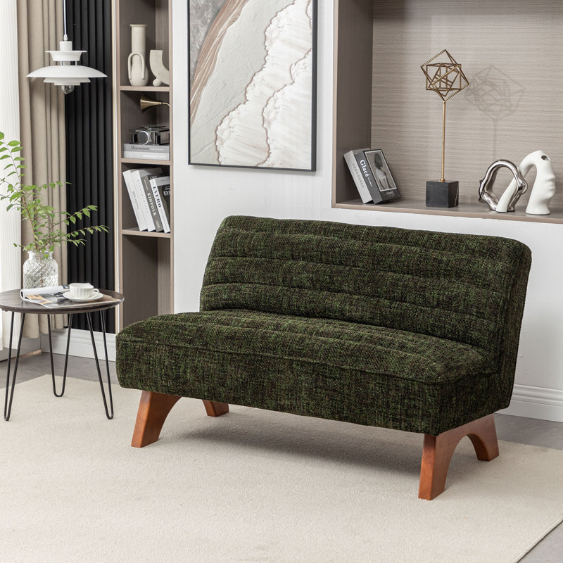Johson Tufted Upholstered Loveseat with Wood Legs , Green