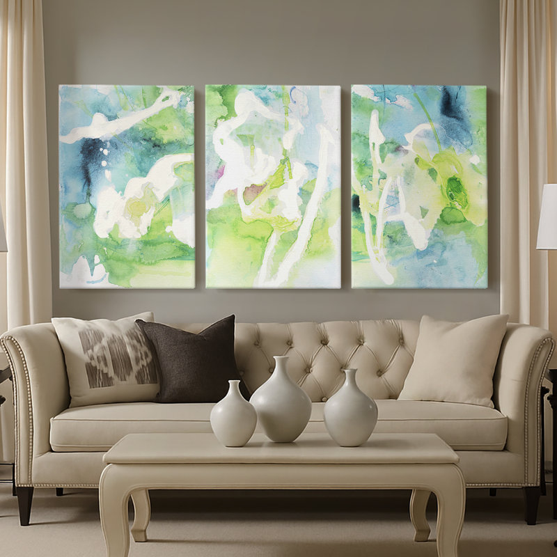 Rising Above I - Toile tendue avec châssis sur mesure - 3 pièces, H 48 po x l 96 po