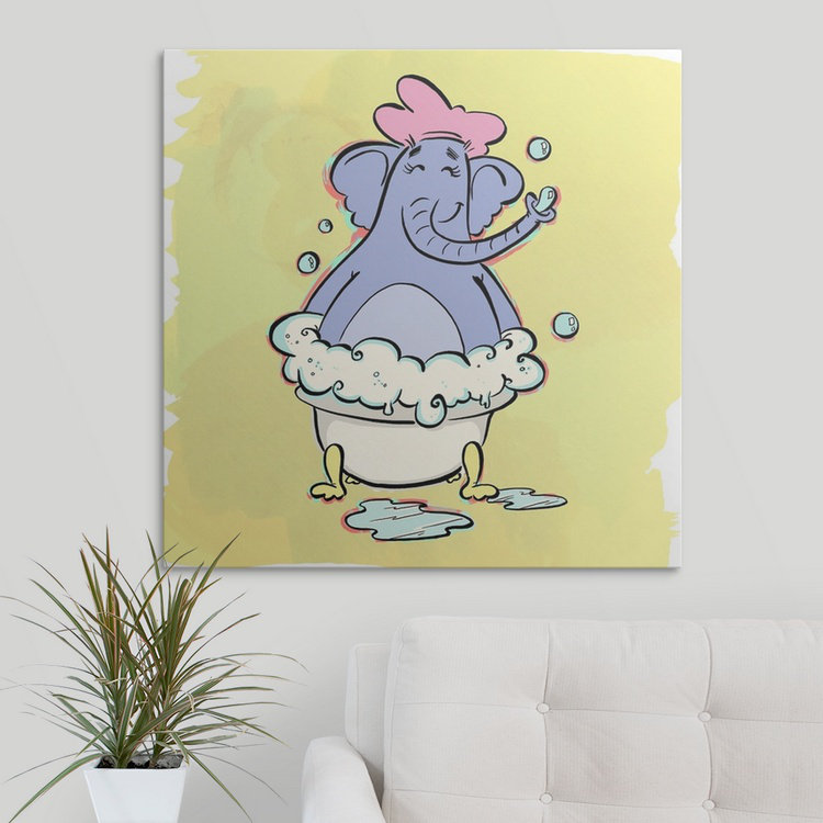 « scrub-a-dub éléphant-bathtime copains », impression, H 35 po x l 35 po x P 1,5 po, Toile