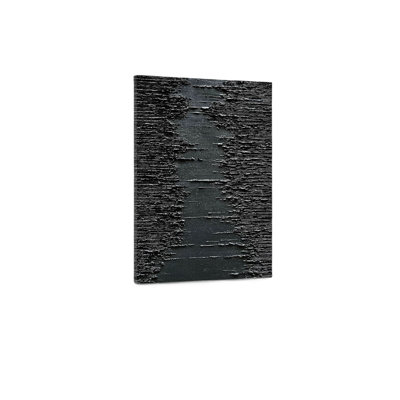 Toile à motif minimaliste noir, art mural en bois à l'arrière 36 po x 24 po