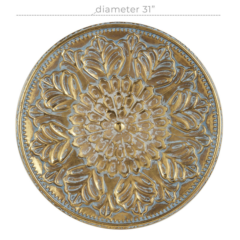 Plate Gold Wall Decor with Embossed Details