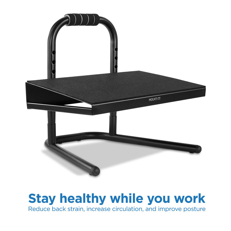 Mount-It! Black Adjustable Foot Rest with Padded Surface