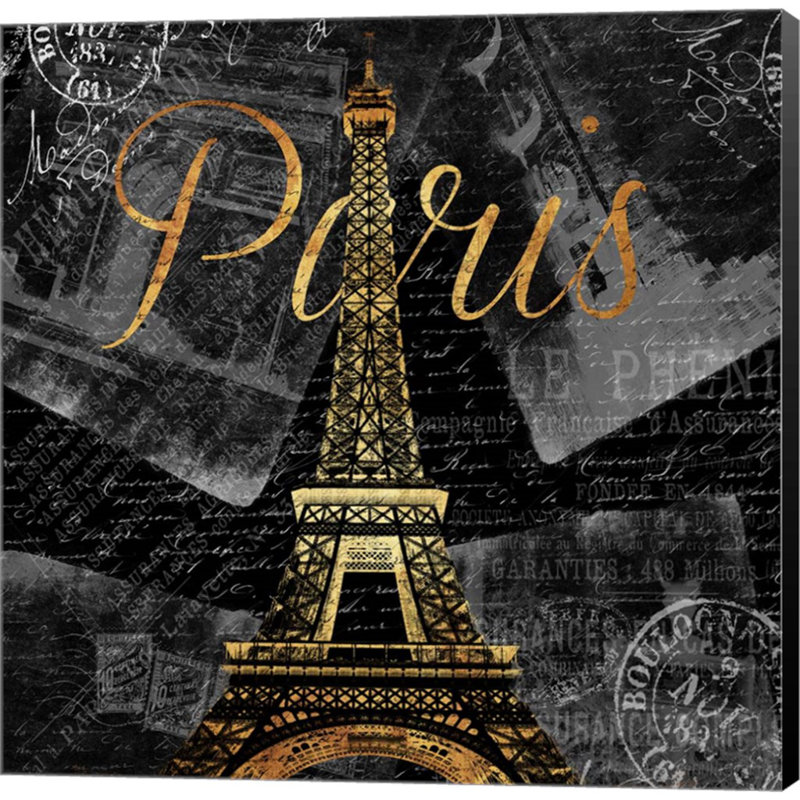 "Script Paris Gold" par Jace Gray - peinture sur toile tendue