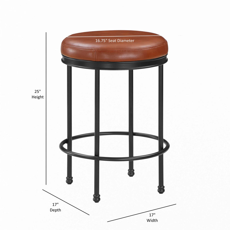 Faux Leather Backless Counter Height Stool