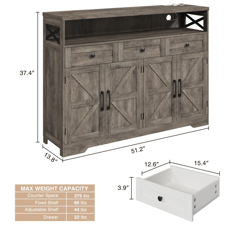 Buffet 51 "avec tiroirs Farmhouse, Gris