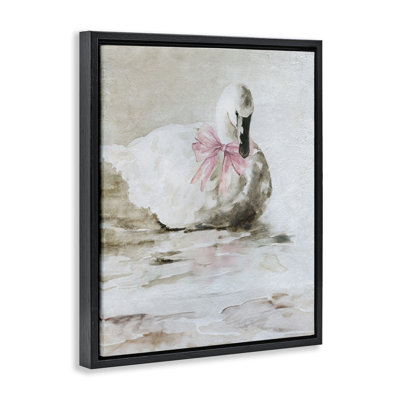 Charmant canard avec cadre flottant à nœuds roses, design par Carol Robinson