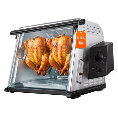 Machine à rôtir grande capacité 12L de rôtissoire Shawarma 1250W, pour poulet, côtes de bœuf, gigot d'agneau, légumes grillés, rôtissoire de comptoir avec porte résistante à la chaleur et minuterie