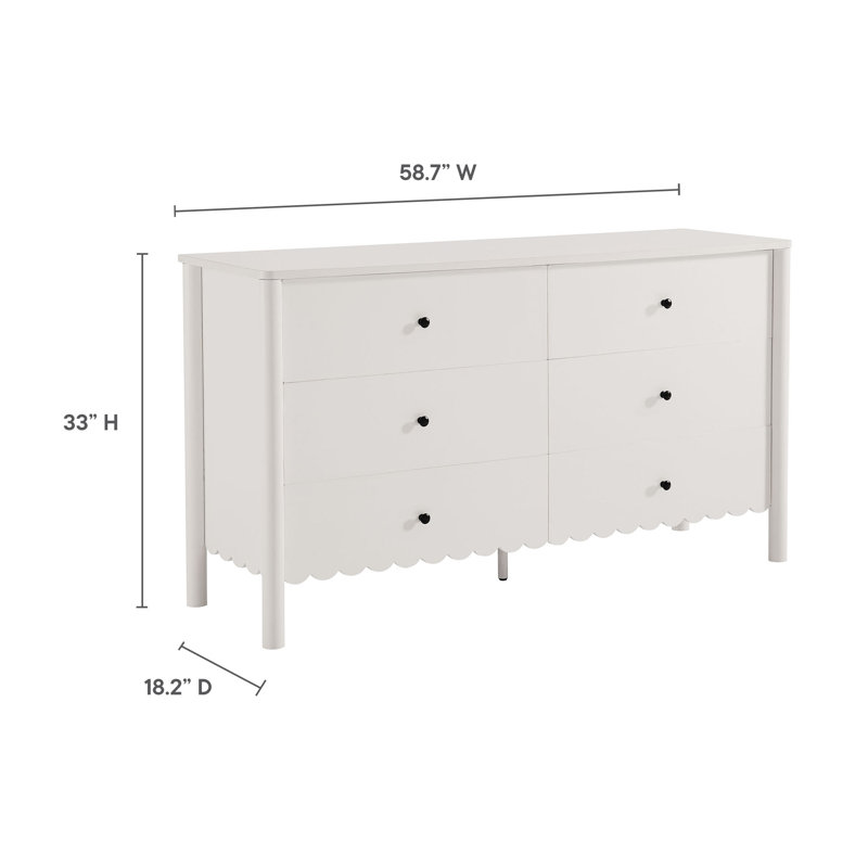 Commode 6 tiroirs Emmeline, Blanc