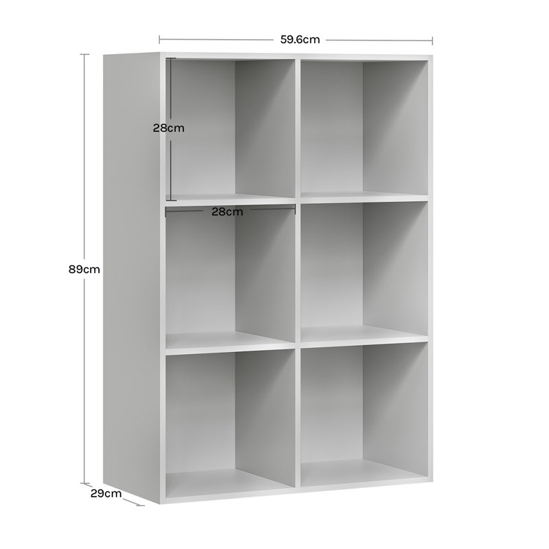 Cube Bookcase, (3 Shelves) 89cm H  x 59.5cm W  x 29cm D, Grey