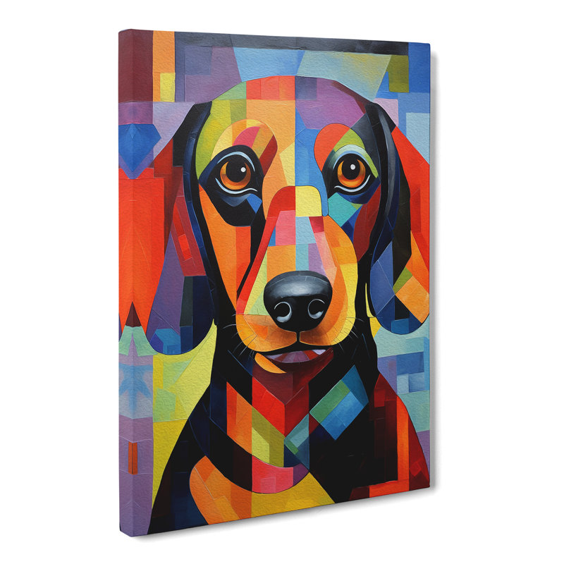 Dachshund Constructivism No.3 - Wrapped Canvas, 60cm H x 40cm W x 3cm D