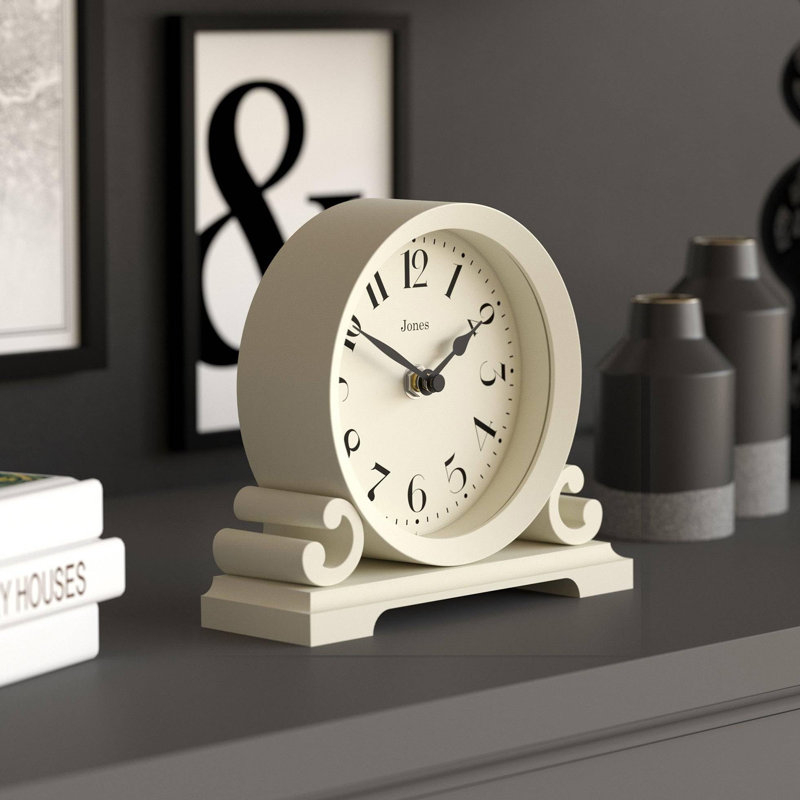 Analogue Quartz movement / Crystal Tabletop Clock, Pale Cream