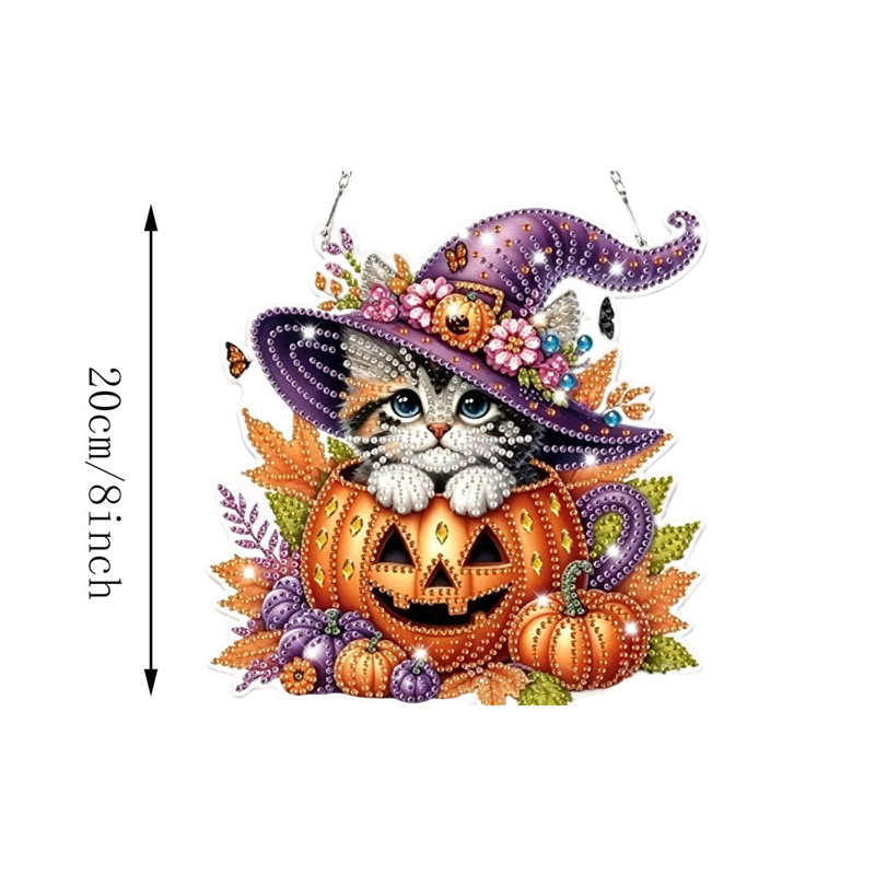 Décoration d'Halloween : Ornement suspendu en broderie diamant à faire soi-même, à suspendre à une fenêtre ou à un mur., WHC