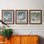 Pl 240 Roseat Tern - Ensemble de 3 peintures sur toile encadrées
