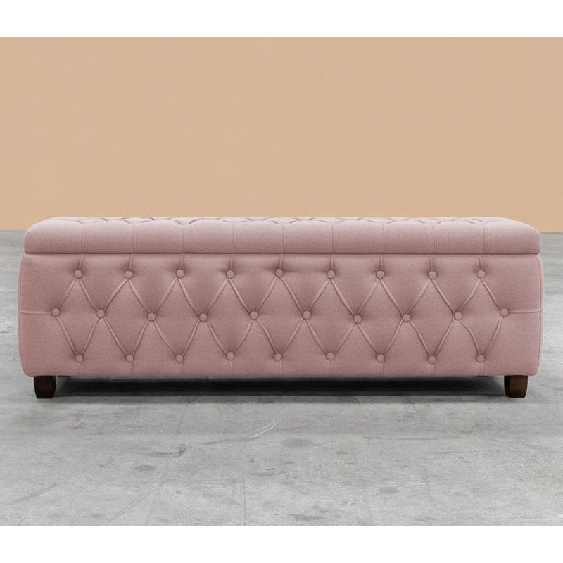 Riga Wide Velvet Tufted Rectangle Solid Color Ottoman Box with Storage, Upholstered Footstool Shoes Bench with Legs