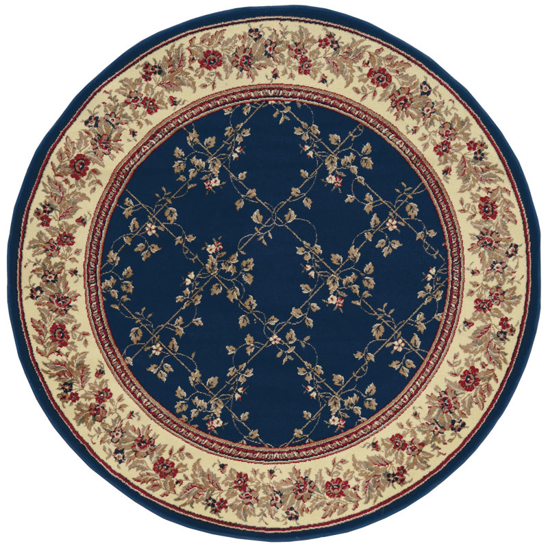 Tapis bleu marine Cary, Rond 5 pi 3 po