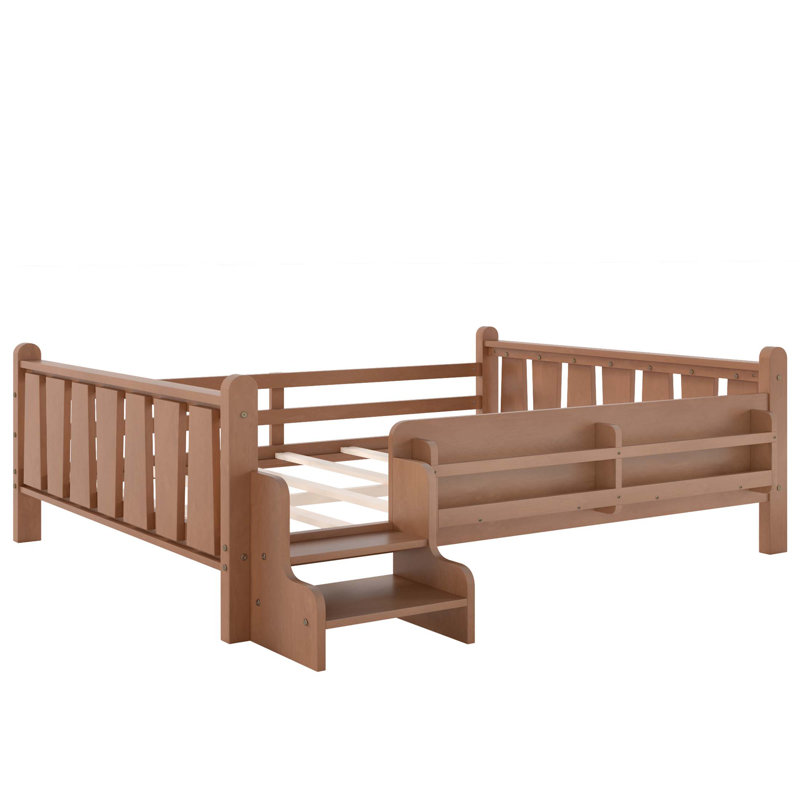 Lit d'enfant en bois massif avec bibliothèques de rangement, escaliers mignons et garde-corps, pas de sommier tapissier, conception peu encombrante