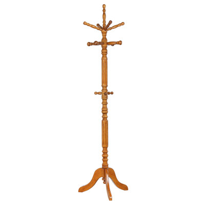 Cosman Golden Brown 11-Hook Freestanding Coat Rack With Hanger