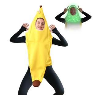 Déguisement de banane Glow In The Dark pour adultes - tenue de fête d'Halloween amusante et unisexe