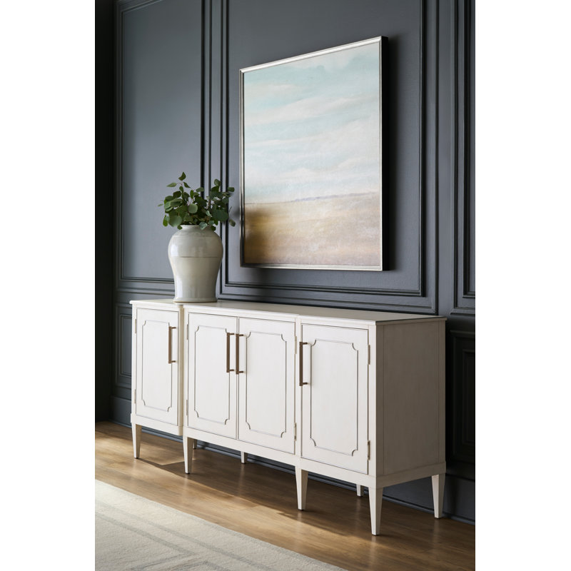 Camille 79.5" Credenza, Linen/Antique Gold