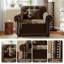 Fauteuil en velours de 41 po avec structure et coussin en bois massif, brun-130575292