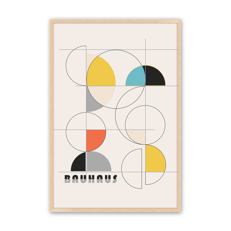 Impression de couleurs printanières du Bauhaus, H 11 po x l 9 po, Érable brut