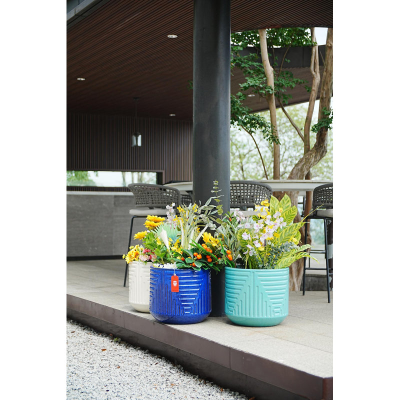 High-quality ceramic flower pots, Cyan