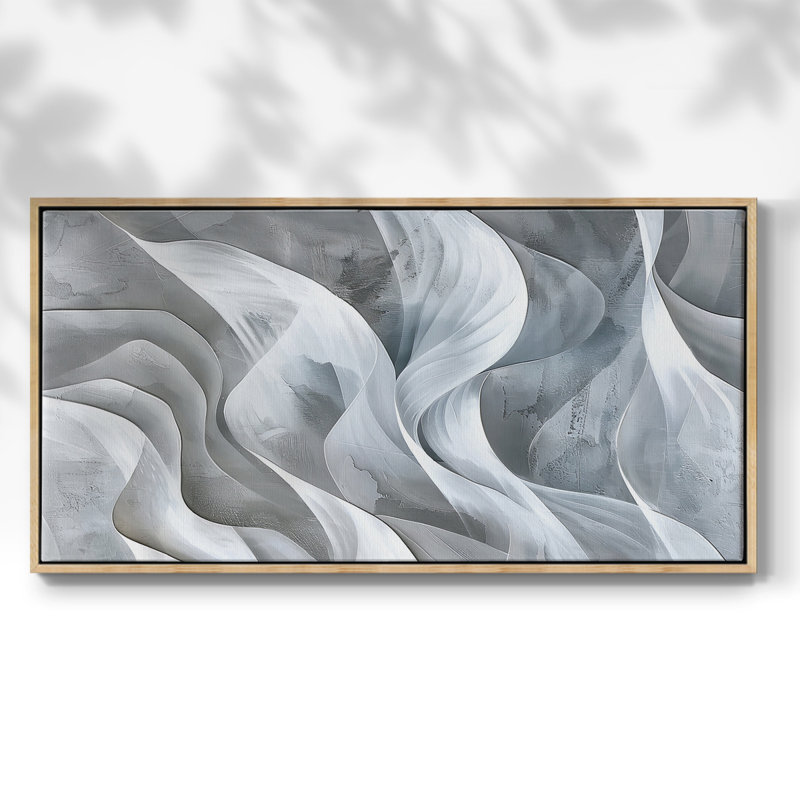 Série abstraite - CDLXV - Toile tendue avec châssis encadré - Prêt à être accroché, Naturel, H 17 po x l 33 po