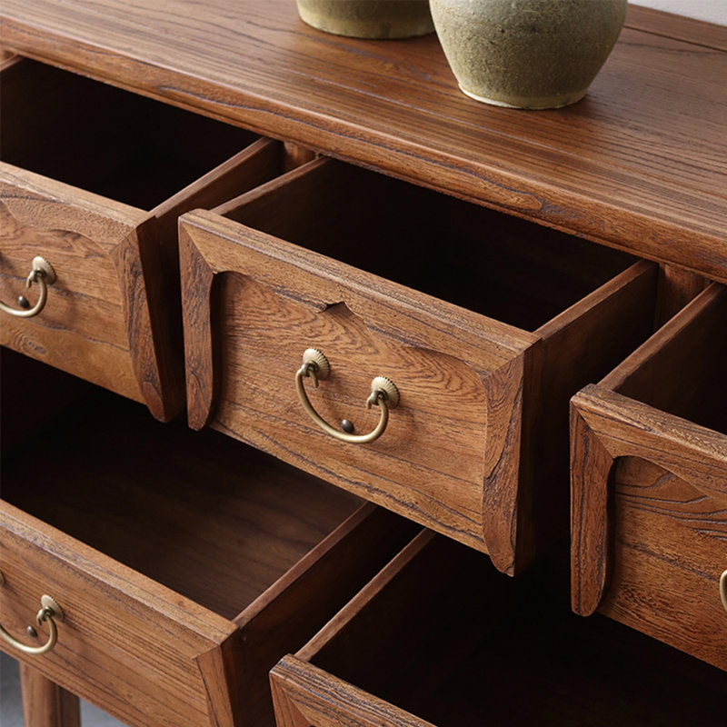 Solid Old Elm Wood Console Cabinet