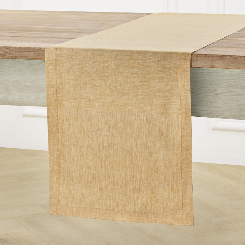 100% Pure Linen Table Runner - Athena, 90" x 14", Golden Nugget