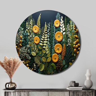 Ortega - Floral Round Metal Art