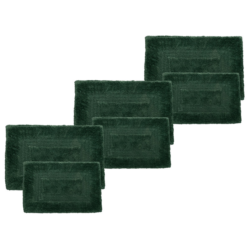 Tapis de salle de bain Lavish Home - Ensemble de tapis de salle de bain en coton 6 pièces - Tapis de bain lavables à la machine pour la salle de bain, la cuisine ou la salle de lavage (vert)