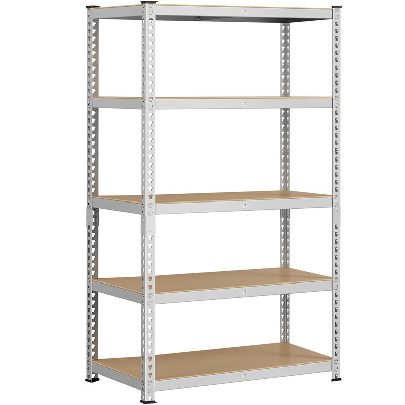 Lundys 5 Tiers Adjustable Metal Storage Shelving Heavy Duty Boltless Display, Silver