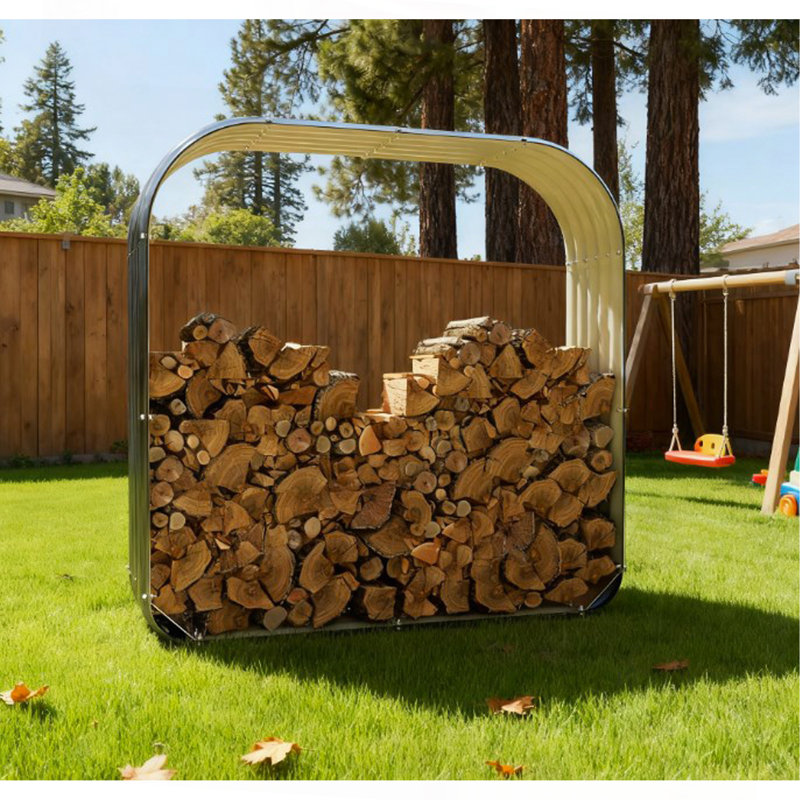 Support de rangement pour bois de chauffage en acier galvanisé avec rebord caoutchouté