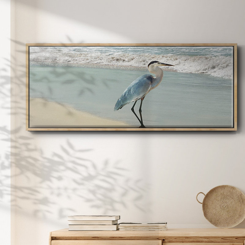 Beach Set Heron- Framed Canvas